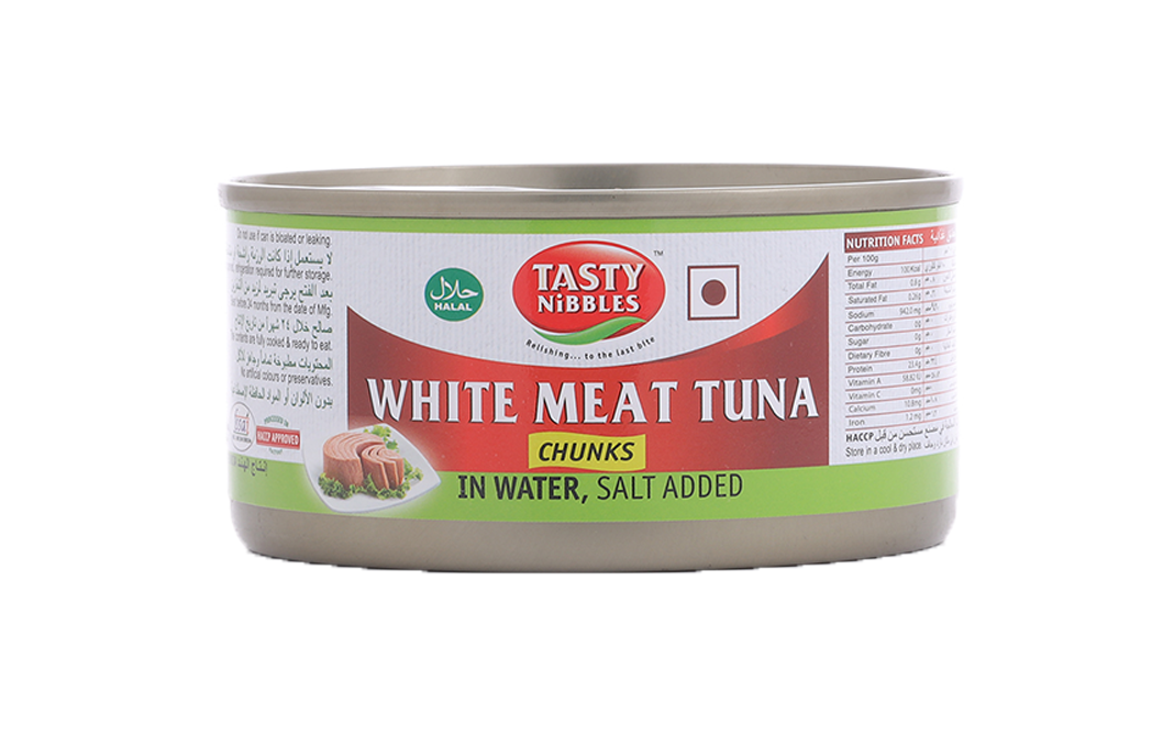 Tasty Nibbles White Meat Tuna Chunks In Water, Salt Added  Tin  185 grams